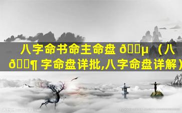 八字命书命主命盘 🐵 （八 🐶 字命盘详批,八字命盘详解）
